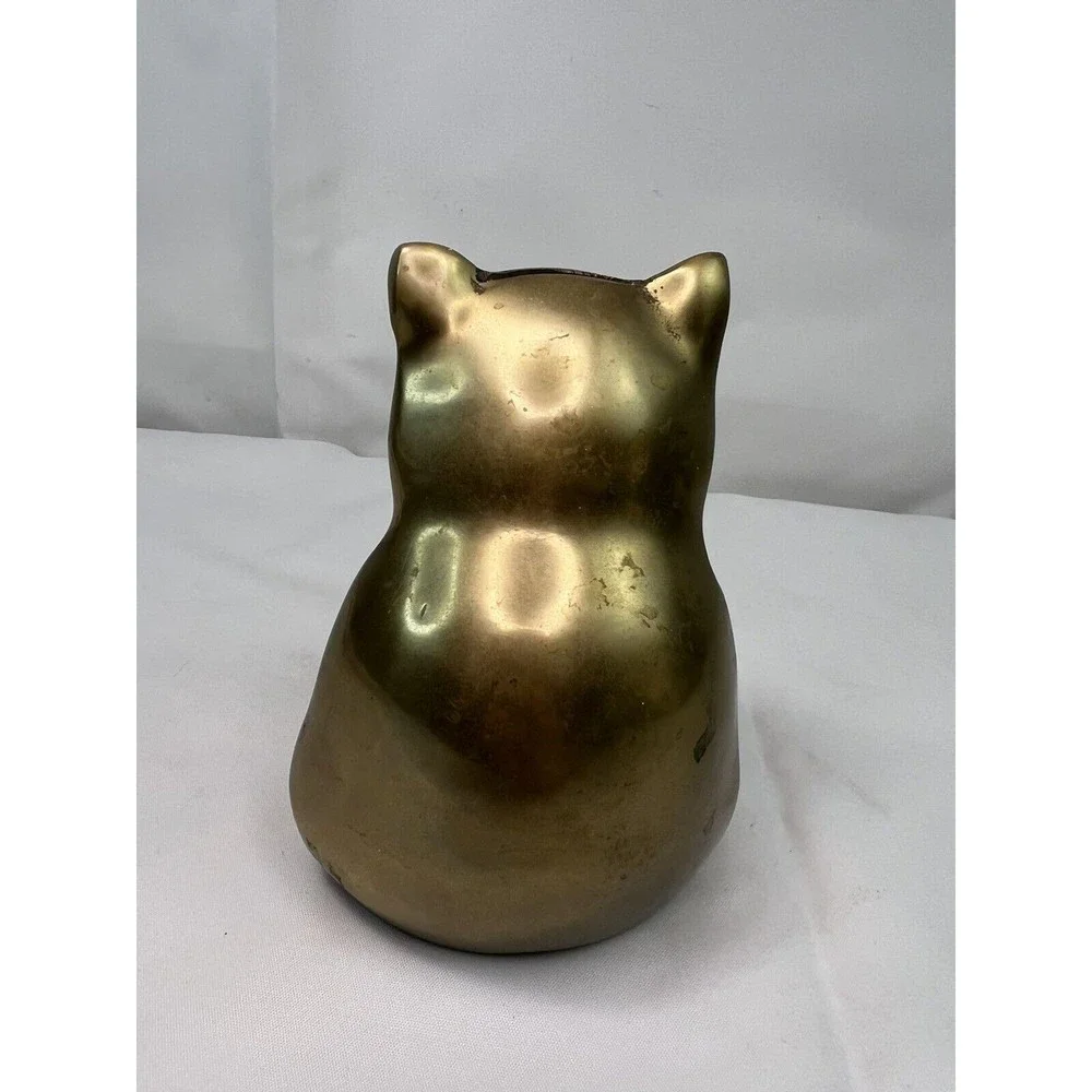 Vintage Teddy Bear Solid Brass Piggy Coin Bank Made In Korea‎ 5
